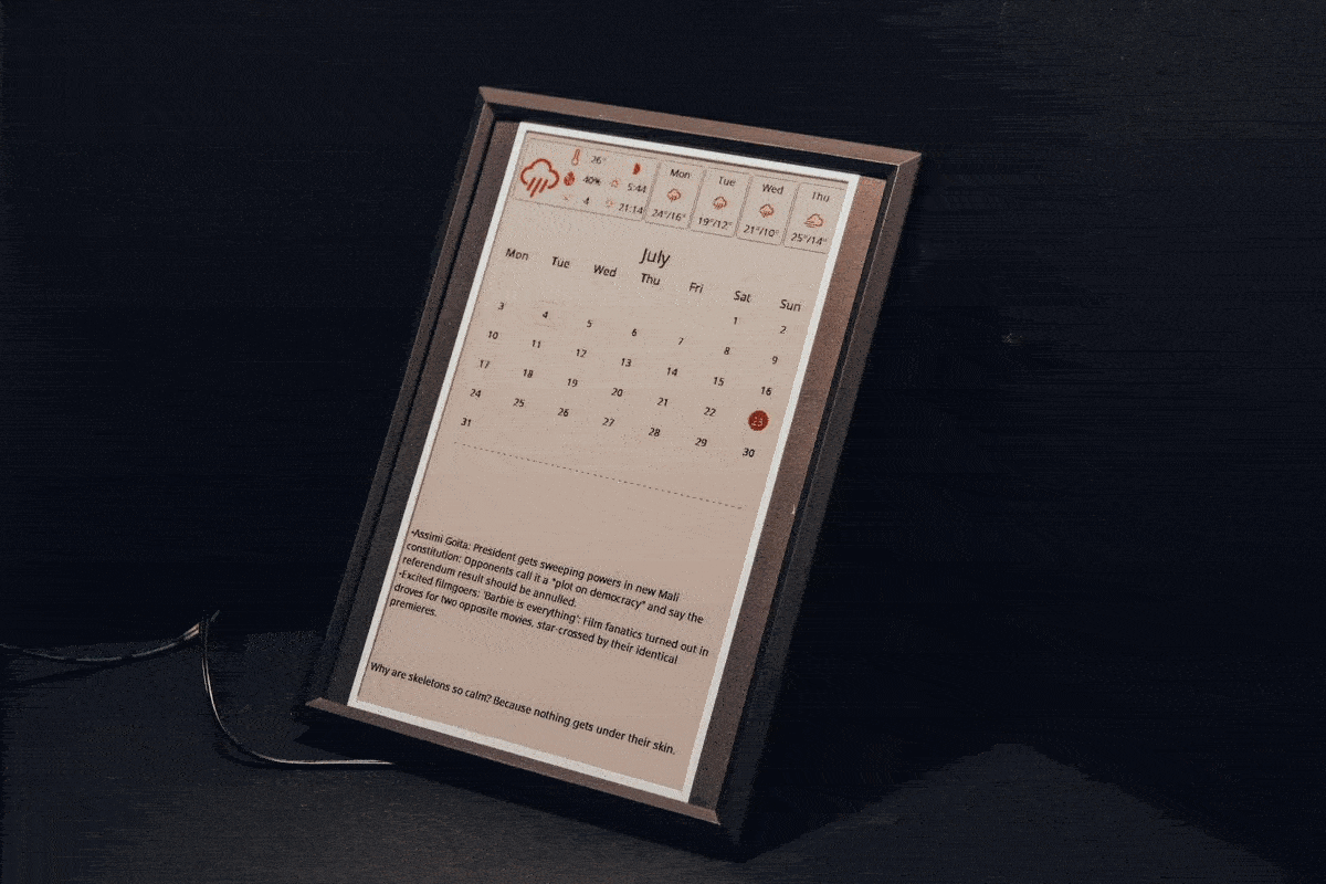 InkyCal dashboard in action